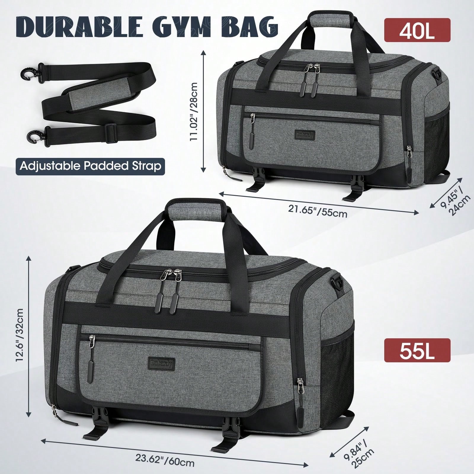 55L Sports Gym Duffel Bag For  - Men'S Shoes Water Resistant recension och pris